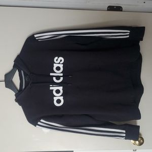 Adidas Logo Hoodie 3 Stripe Black White size Small Comfy